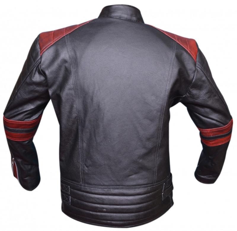 image_3 Motorcycle jacket Oldschool Retro leather jacket motorcycle  Black / Red