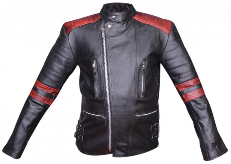 Motorcycle jacket Oldschool Retro leather jacket motorcycle  Black / Red
